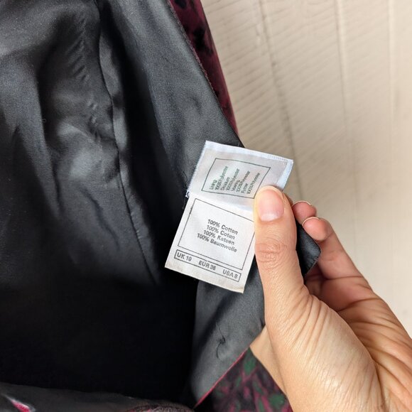 Red and Black Floral Velvet Laura Ashley Midi Dress 80s/90s - Picture 8 of 10